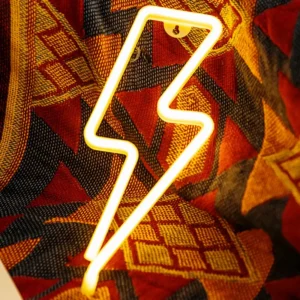 Neon Signs Lightning w Base, LED Light, Party Atmosphere Lighting, Wall Lamp, for Birthday, E-sports Room, Camping Home Decor