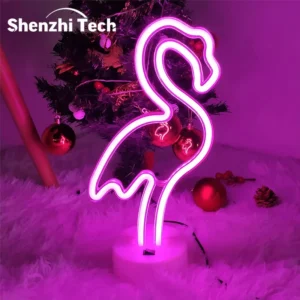 Flamingo Neon Signs Light LED Pink Wall Lamp Room Decor Battery/USB Operated for Gift Children's Bedroom Wedding Party Camping