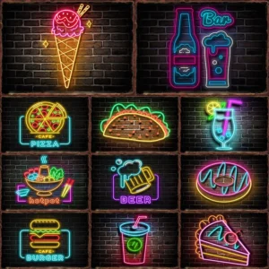 Neon Food and Drinking Metal Tin Sign